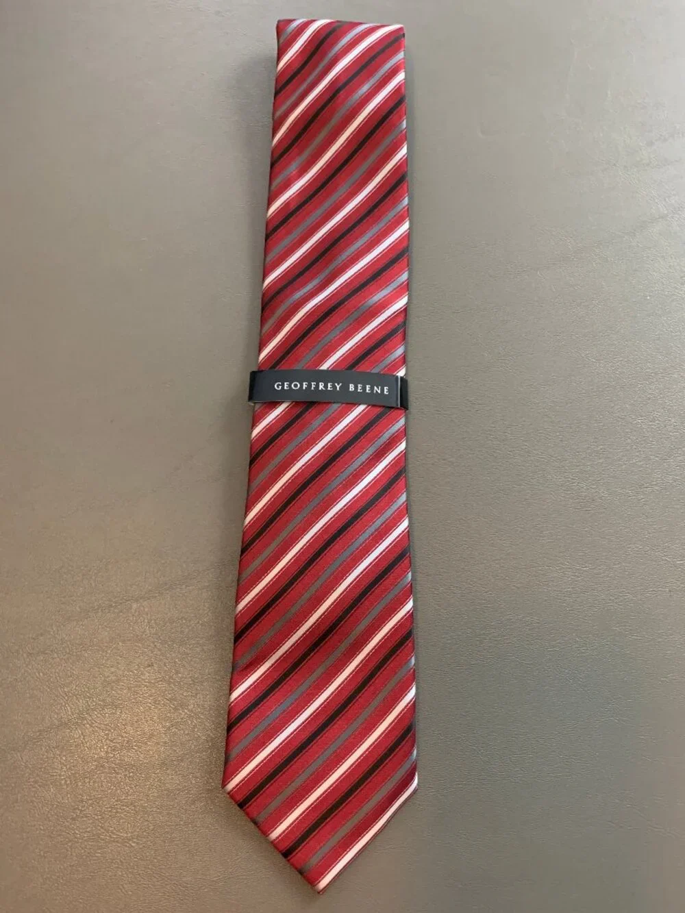 Geoffrey Beene Men's 3'' Polyester Silk Blend Neck Tie, Red Multi, One Size